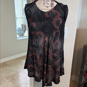 RHEA Sleeveless Top/Dress/Coverup black and pink NWT OS